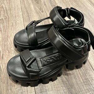 Prada Napa Logo Embossed Thunder Sole 50mm Sport Sandal